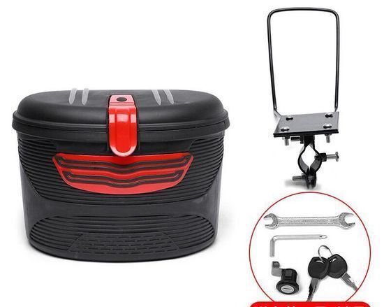 Пластиковая корзина с замком на руль (Черный)