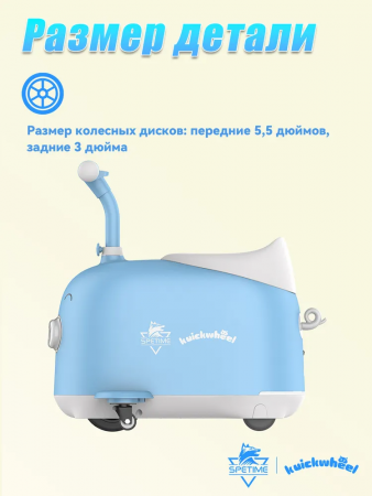 Детский электромобиль-чемодан 2в1 голубой