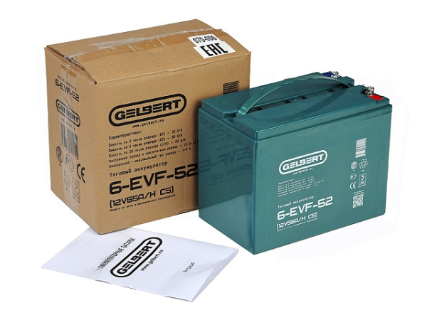 Тяговый аккумулятор Gelbert 6-EVF-52 (12V55A/H C5)