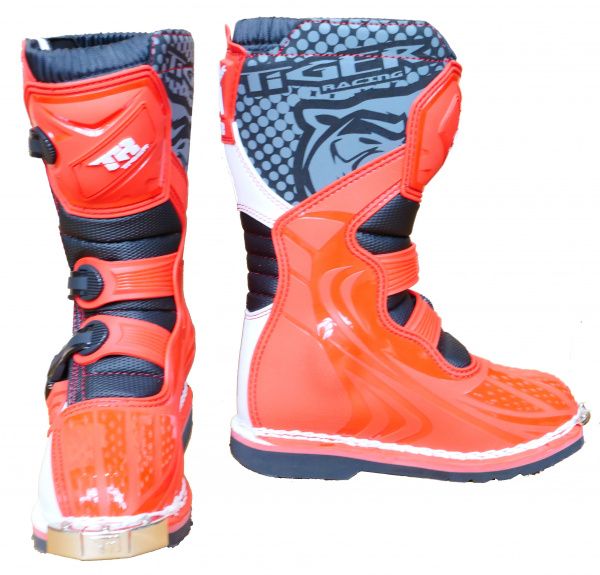 Мотоботы детские Tiger Racing красно-белые шитая подошва