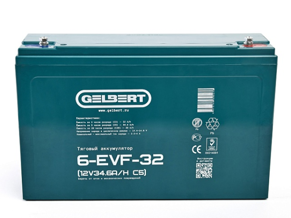 Тяговый аккумулятор Gelbert 6-EVF-32 (12V34.6A/H C5)