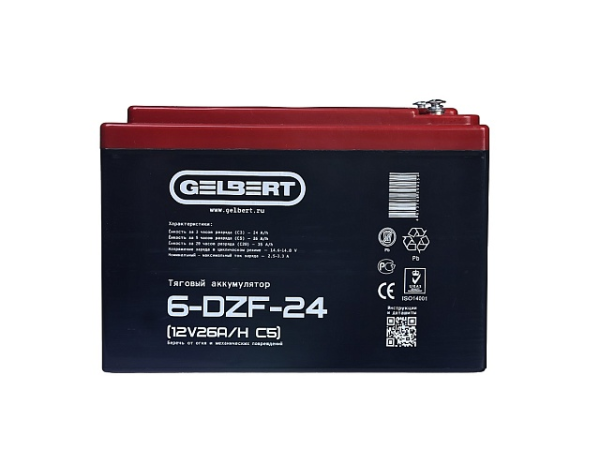 Тяговый аккумулятор Gelbert 6-DZF-24 (12V26A/H C5)