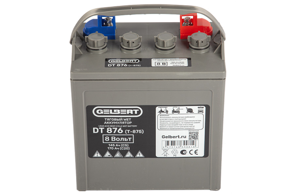Тяговый WET аккумулятор Gelbert DT876 (T-875) 8V145A/H C5