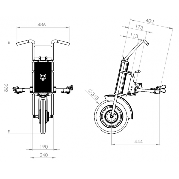 Электроприставка для инвалидной коляски UNAwheel Maxi
